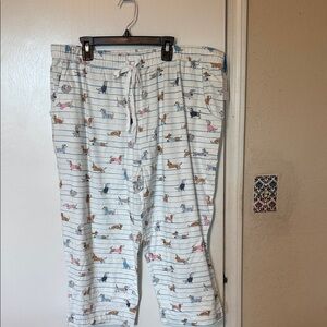 Charming White Pajama Pants with Dachshund Print and Pockets
